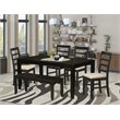 Pemberly Row 6-Piece Dining Set with Fabric Seats in Cappuccino Finish