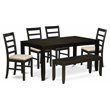 Pemberly Row 6-Piece Dining Set with Fabric Seats in Cappuccino Finish