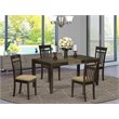Pemberly Row 5-Piece Wood Dining Set with Cushion Seats in Cappuccino