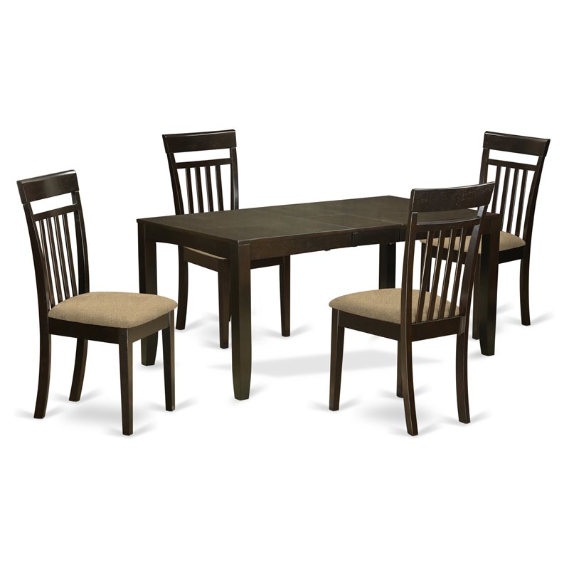 Pemberly Row 5-Piece Wood Dining Set with Cushion Seats in Cappuccino