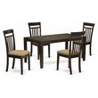 Pemberly Row 5-Piece Wood Dining Set with Cushion Seats in Cappuccino