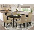 Pemberly Row 7-Piece Hardwood Dining Set in Cappuccino with Foam Seats