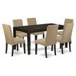 Pemberly Row 7-Piece Hardwood Dining Set in Cappuccino with Foam Seats