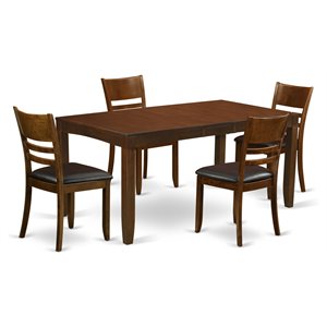 Pemberly Row 5-Piece Traditional Wood Dining Set in Espresso