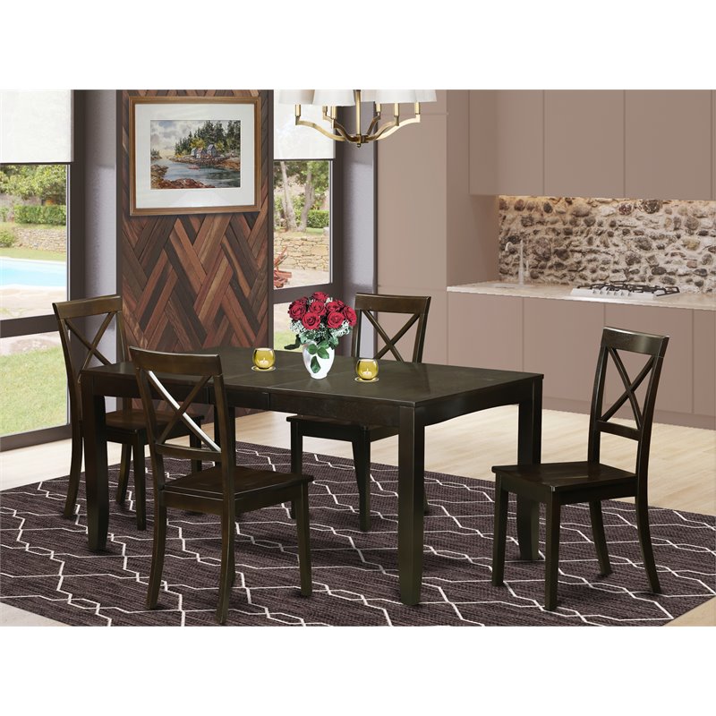 Pemberly Row 5-Piece Wood Dining Table Set with Cappuccino Finish