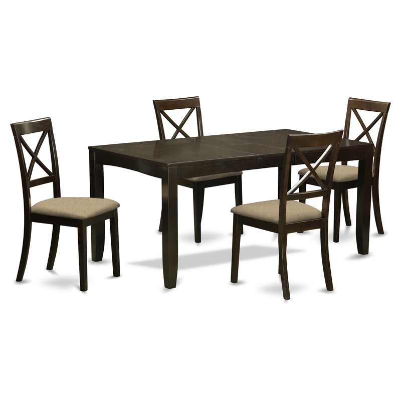 Pemberly Row 5-Piece Rubberwood Butterfly Leaf Dining Set in Cappuccino