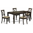 Pemberly Row 5-Piece Rubberwood Butterfly Leaf Dining Set in Cappuccino