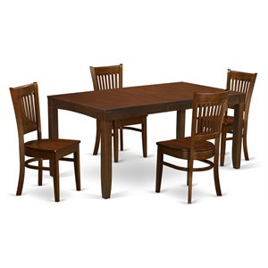Pemberly Row 5-Piece Rubberwood Dining Set with Slat Back in Espresso