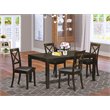 Pemberly Row 5-Piece Wood Dining Table Set with Leather Seats in Cappuccino