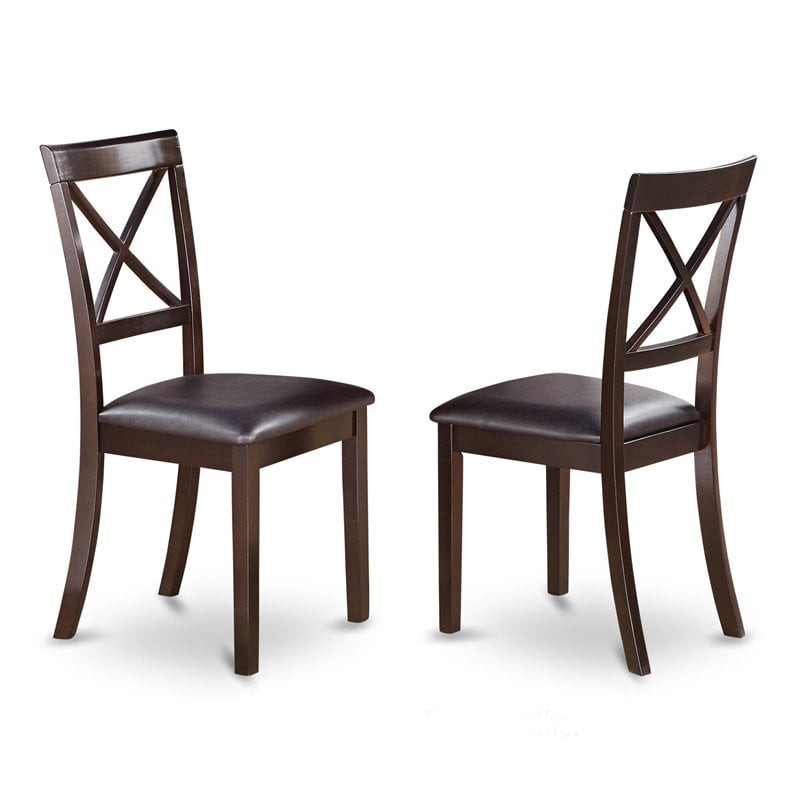 Pemberly Row 5-Piece Wood Dining Table Set with Leather Seats in Cappuccino