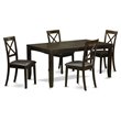 Pemberly Row 5-Piece Wood Dining Table Set with Leather Seats in Cappuccino