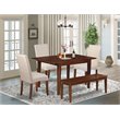 Pemberly Row 5-Piece Dining Set with Chairs and Benches in Mahogany/Cream