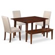 Pemberly Row 5-Piece Dining Set with Chairs and Benches in Mahogany/Cream