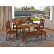 Pemberly Row 6-Piece Wood Dinette Set with Bench in Mahogany Finish