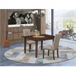 Pemberly Row 3-Piece Wood Dining Set in Mahogany with Dark Khaki Chairs