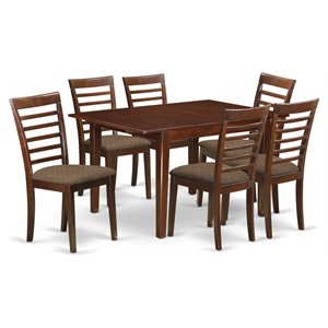 Pemberly Row 7-Piece Kitchen Set with Butterfly Leaf Table in Mahogany