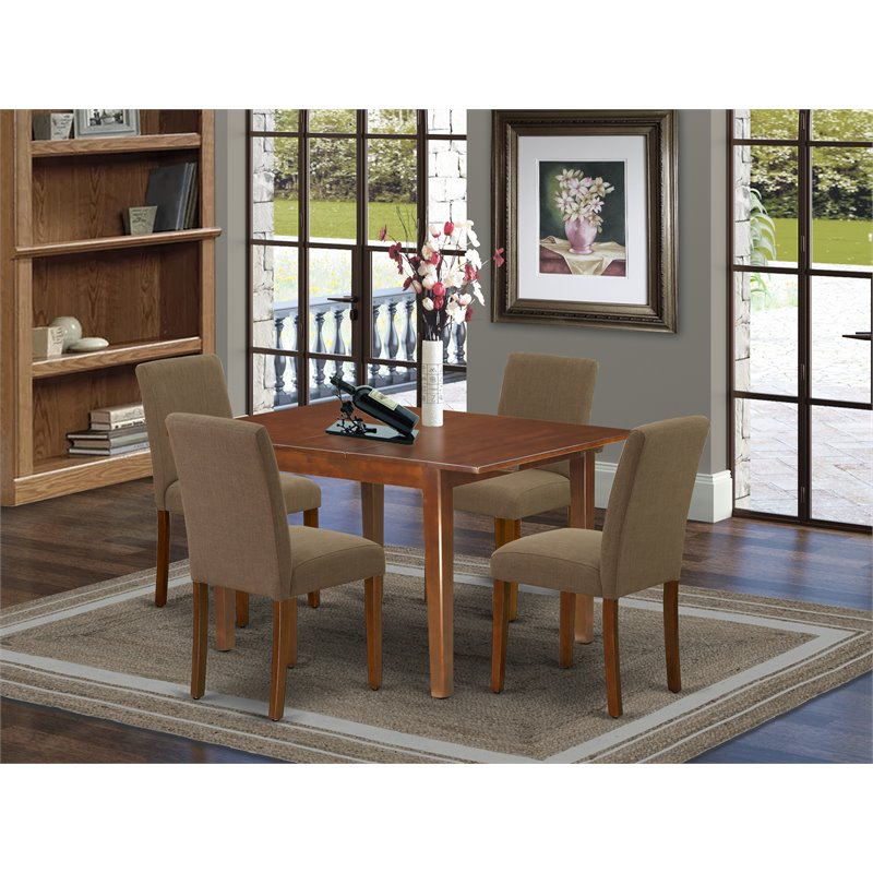 Pemberly Row 5-Piece Wood Dining Set in Mahogany and Coffee Finish