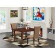Pemberly Row 3-Piece Wood Dining Set in Mahogany with Linen Fabric Seats