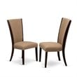 Pemberly Row 3-Piece Wood Dining Set in Mahogany with Linen Fabric Seats