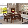 Pemberly Row 5-Piece Wood Dining Set with 2 Benches in Mahogany Finish