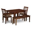 Pemberly Row 5-Piece Wood Dining Set with 2 Benches in Mahogany Finish