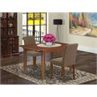 Pemberly Row 3-Piece Wood Dining Set with Fabric Seats in Mahogany