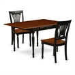 Pemberly Row 3-Piece Cherry and Black Wood Dining Set with Drop-Down Leaves