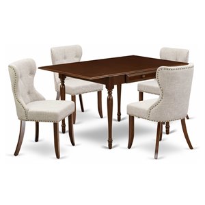 Pemberly Row 5-Piece Wood Dining Set with Drop Leaf in Mahogany Finish