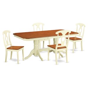 Pemberly Row 5-Piece Wood Dinette Set in Buttermilk and Cherry