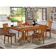 Pemberly Row 5-Piece Dining Set with Leather Seats in Saddle Brown Finish