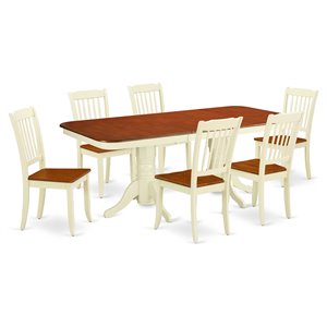 Pemberly Row 7-Piece Dining Set with Butterfly Leaf and Cherry Wood Finish