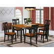 Pemberly Row 7-Piece Kitchen Table and Wood Seat Chair Set in Black/Cherry