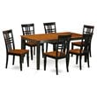 Pemberly Row 7-Piece Kitchen Table and Wood Seat Chair Set in Black/Cherry