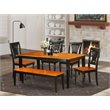 Pemberly Row 6-Piece Dining Set with Wood Chairs & Bench in Black & Cherry