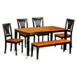 Pemberly Row 6-Piece Dining Set with Wood Chairs & Bench in Black & Cherry