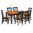 Pemberly Row 7-Piece Dining Set with Wood Chairs in Black & Cherry