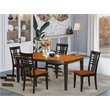 Pemberly Row 5-Piece Dining Set with Wood Chairs in Black & Cherry