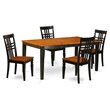 Pemberly Row 5-Piece Dining Set with Wood Chairs in Black & Cherry