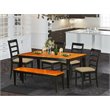Pemberly Row 6-Piece Dining Set with Cushion Seat in Black/Cherry