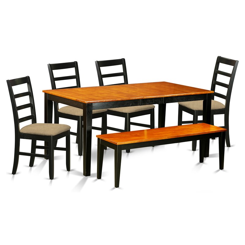 Pemberly Row 6-Piece Dining Set with Cushion Seat in Black/Cherry