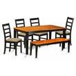 Pemberly Row 6-Piece Dining Set with Cushion Seat in Black/Cherry