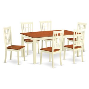 Pemberly Row 7-Piece Wood Dining Set with Extension Leaf in Buttermilk