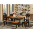 Pemberly Row 5-Piece Dining Set with Wood Seats in Black and Cherry Finish
