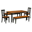 Pemberly Row 5-Piece Dining Set with Wood Seats in Black and Cherry Finish