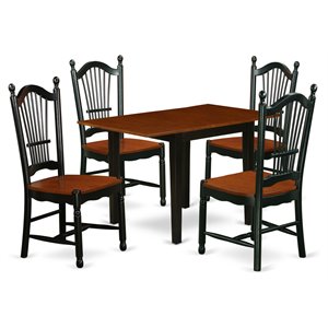 Pemberly Row 5-Piece Wood Dinette Set with Drop Leaves in Black and Cherry