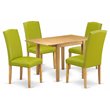 Pemberly Row 5-Piece Traditional Wood Dining Set with PU Leather in Oak