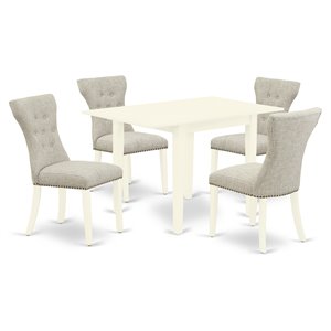 Pemberly Row 5-Piece White Wood Kitchen Table Set with Upholstered Chairs