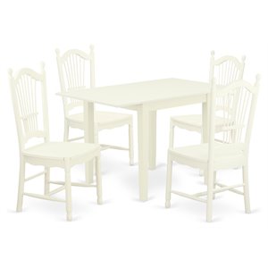 Pemberly Row 5-Piece Wood Dining Table Set in Linen White Finish
