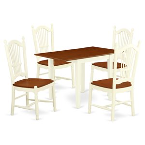 Pemberly Row 5-Piece Wood Kitchen Table Set in Buttermilk & Cherry