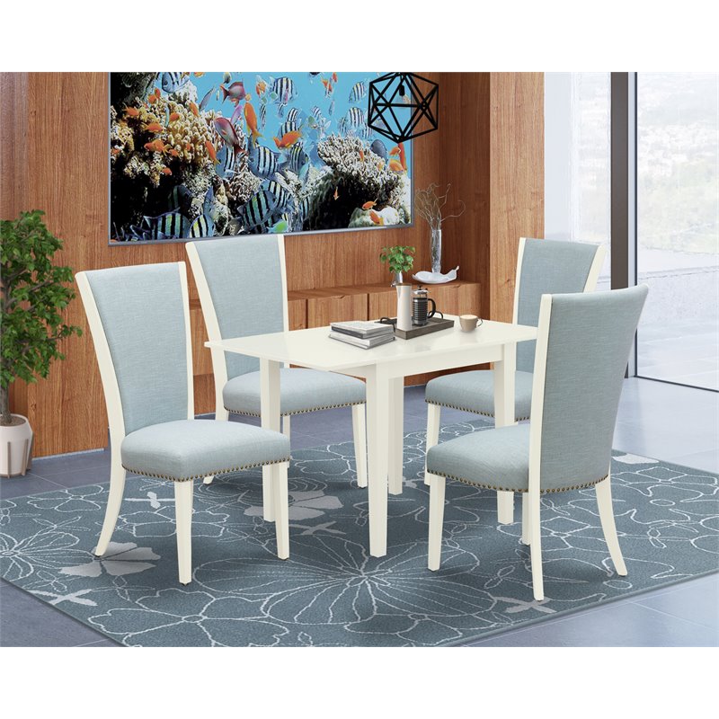 Pemberly Row 5-Piece Wood Table and Chair Set in White and Baby Blue